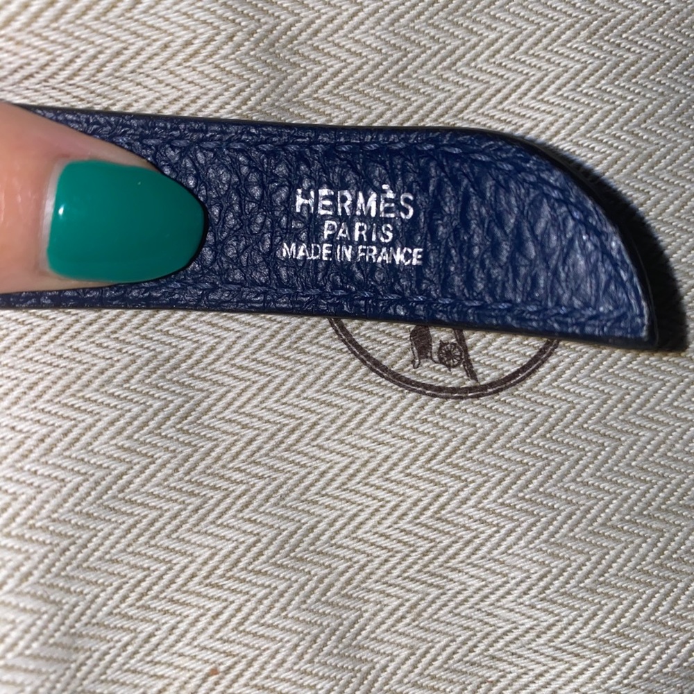 Blue Hermès belt WITHOUT buckle. Beautiful+unique - Picture 7 of 11